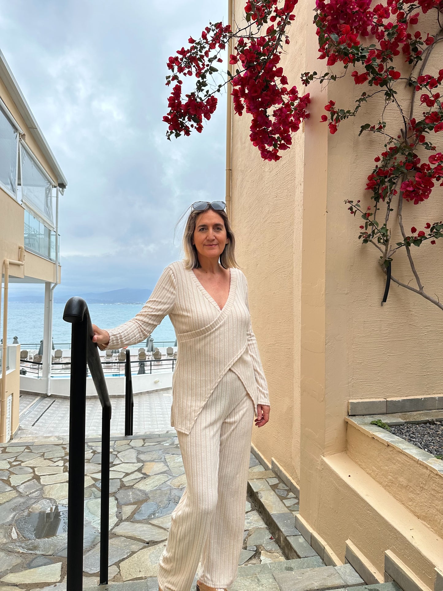 Surplice Long Sleeve Top and Pants Set