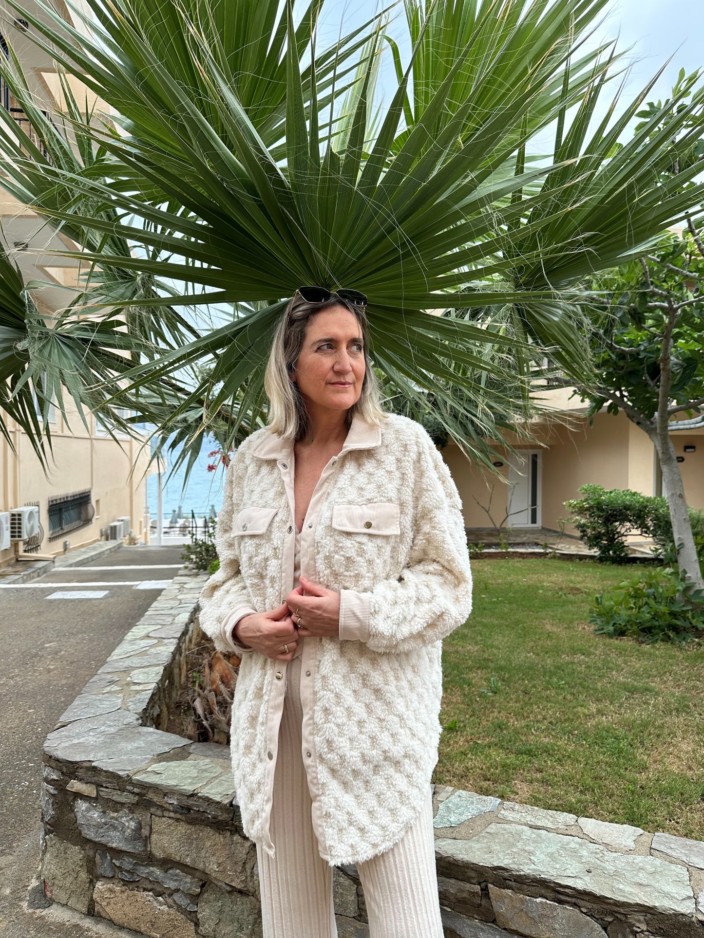 Double Take Button Up Fuzzy Checkered Shacket
