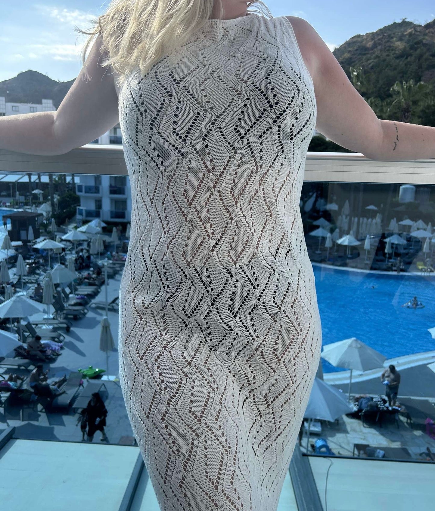Openwork Sleeveless Maxi Dress